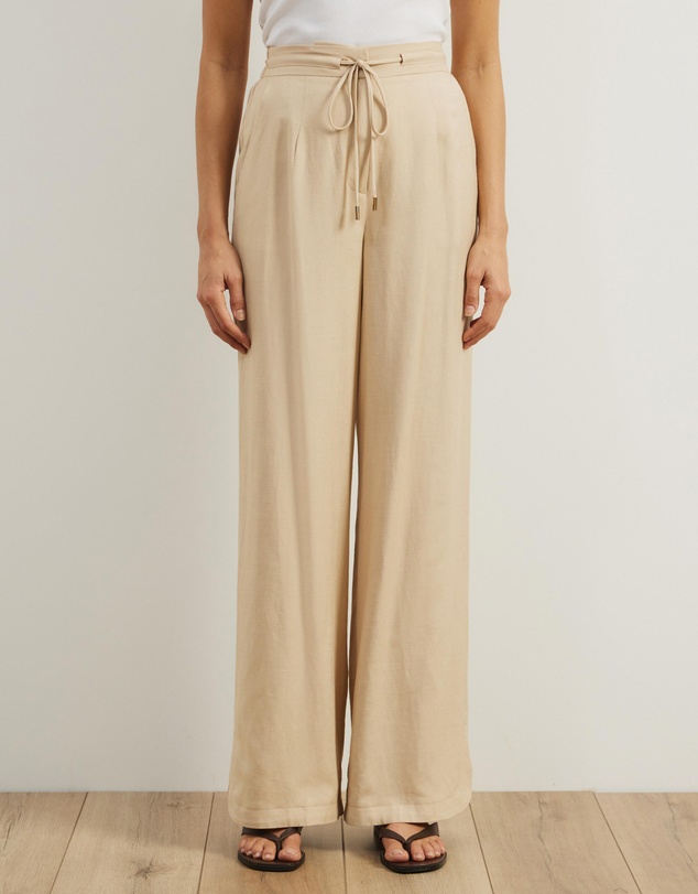 Atmos&Here - Dusk Tie Waist Linen Blend Pants