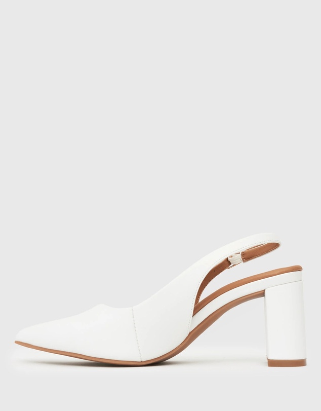 Betts - Flounce Block Heel Slingback Pumps