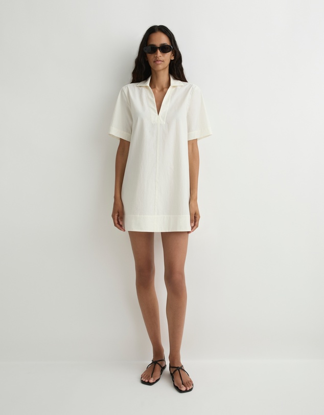 BONDI BORN - Kyoto Short Sleeve Mini Dress - Natural
