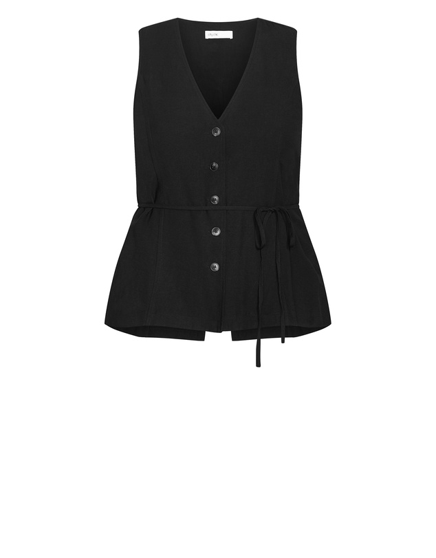 City Chic - Plus size Evani Tie Waist Vest - black
