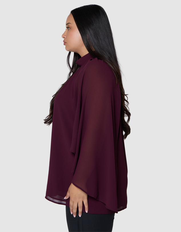 Pink Dusk by Curve Project - Fire and Rain Cape Blouse