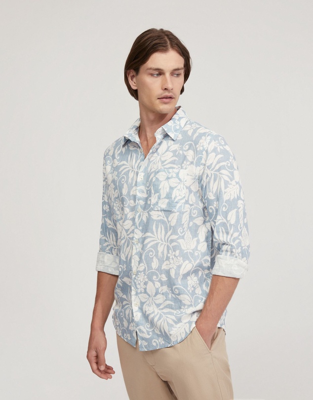 Oxford - Holloway Linen Blend Printed Shirt