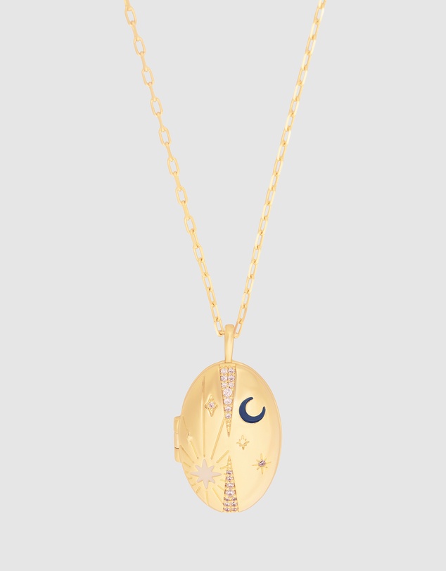 Wanderlust + Co - You Are Magic Gold Medallion Locket Necklace