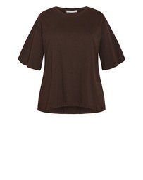 City Chic - Plus size Oversized Crew Neck Tee - chocolate