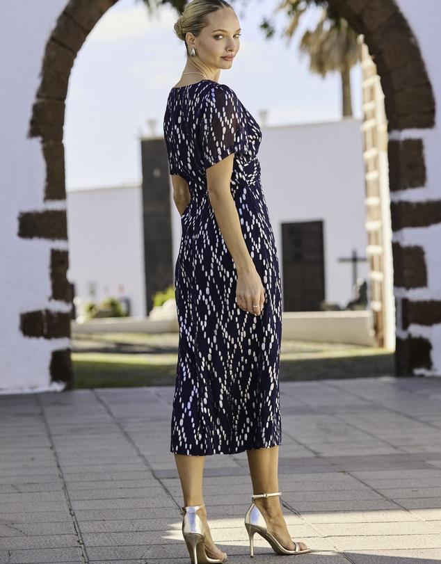 Sosandar - Fleck Print Twist Front Dress