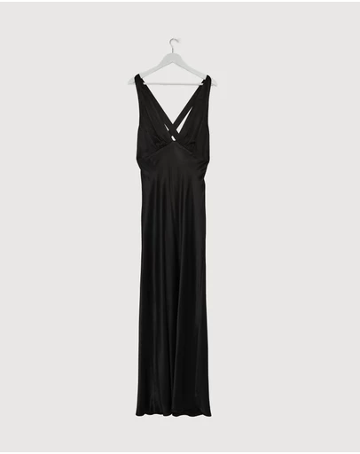 Revibe - Repaired Shona Joy La Lune Plunged Cross Back Maxi Dress - AU 14