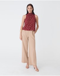 Forcast - Lottie Printed Tie Neck Top
