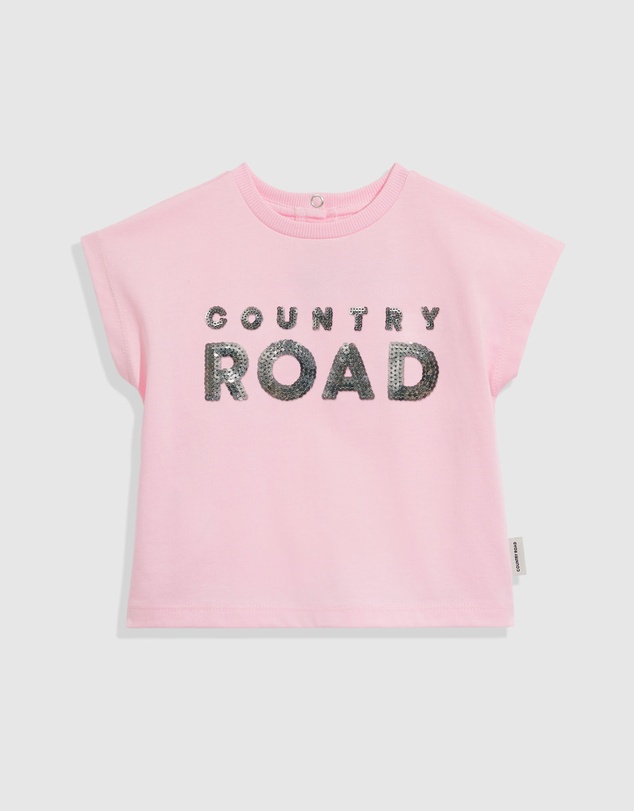 Country Road - Organically Grown Cotton Sequin Logo T-shirt