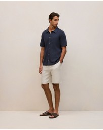 Trenery - Cotton Basketweave Knit Shirt in Navy