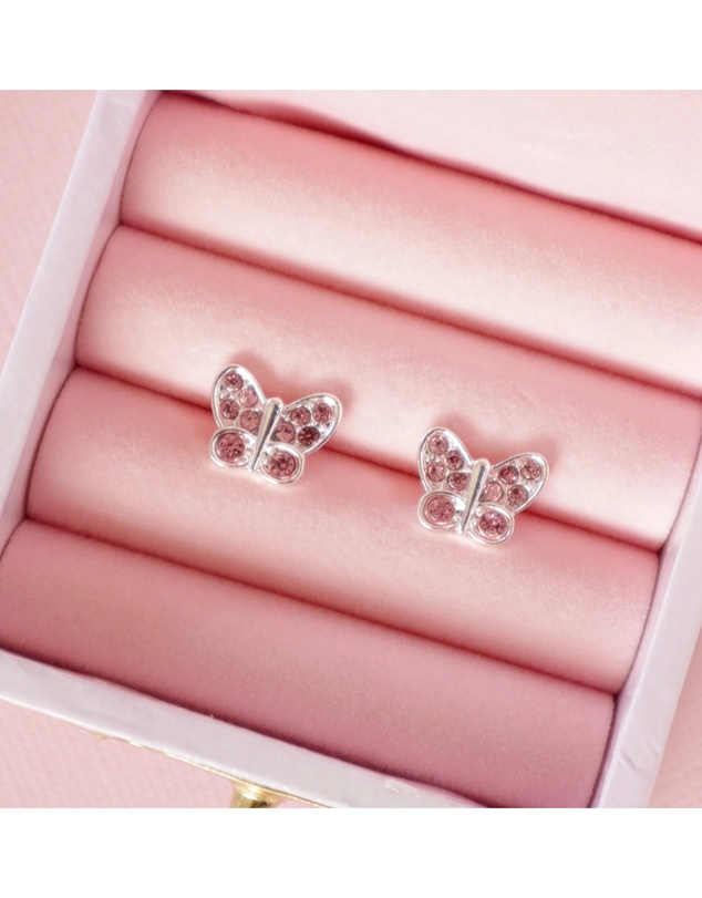 Lauren Hinkley - Lauren Hinkley Pink Crystal Butterfly Earrings