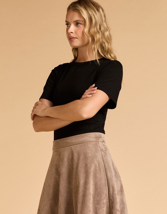 MVN - Faux Suede Midi Skirt