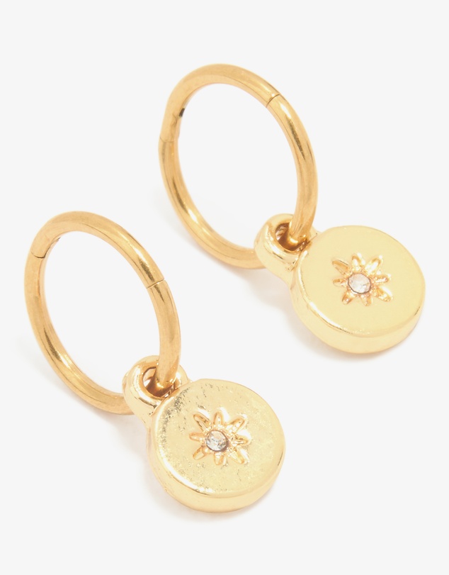 Lovisa - Gold Plated Surgical Steel Thin Disc Star Clicker Eaerings