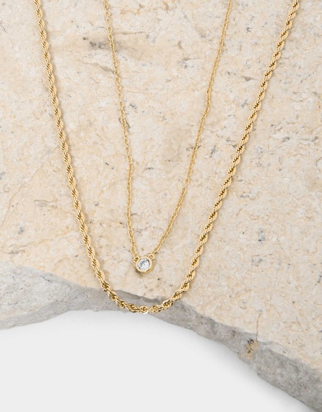 Forcast - Kingsly 16k Gold Plated 2pc Set Necklace