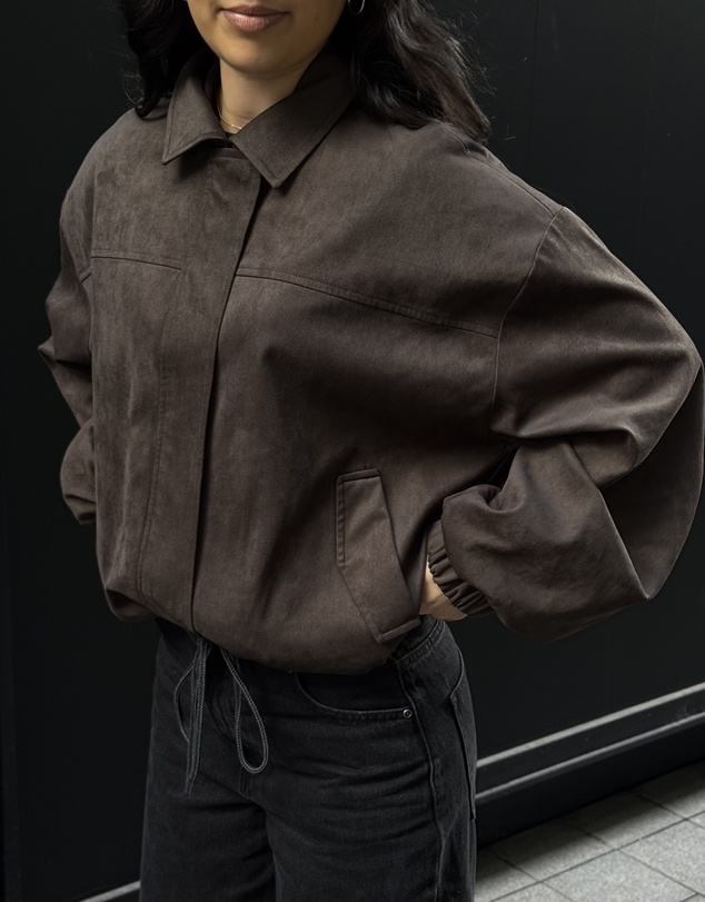 Dazie - Hailey Faux Suede Bomber Jacket