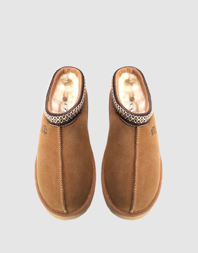 AusWooli Ugg Boots - Mentone Sheepskin Wool Ankle Braid Platform Slippers