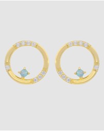 Georgini - Georgini Opal Glow Blue Created Circle Gold Earrings