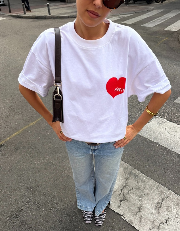 SSAINT - Heart Tee White & Red