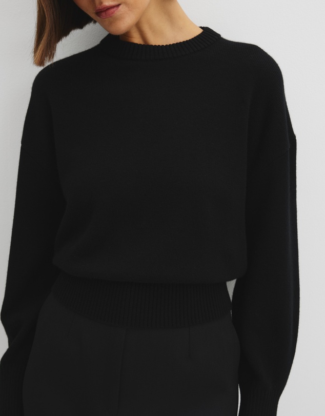 Country Road - Organically Grown Cotton Blend Crop Crew Neck Knit