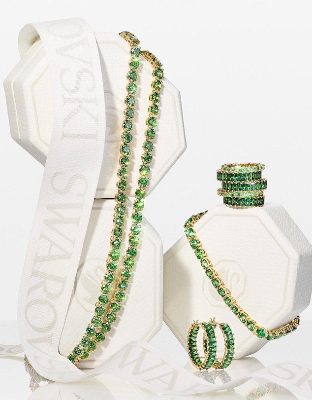 Swarovski - Ariana Grande X Swarovski Set, Mixed Cuts, Heart, White, Rhodium Plated