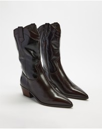 AERE - Rozalia Leather Cowboy Ankle Boots