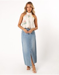 Petal & Pup - Willa Halterneck Top - White Floral