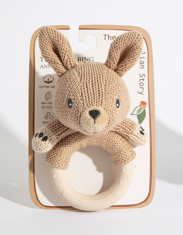 Living Textiles - Ring Rattle - Kangaroo