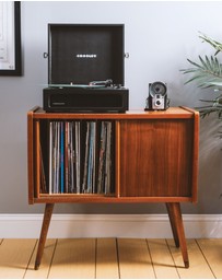 Crosley - Crosley Voyager Bluetooth Portable Turntable - Black + Gadhouse Vinyl Rack Bundle - Black