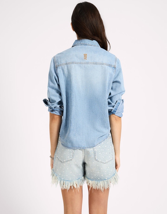 ONE TEASPOON - Nixie Classic Fit Denim Shirt - Fleetwood Blue