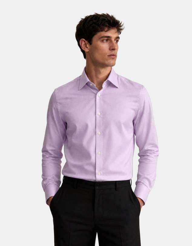 Henry Bucks - HENRY SARTORIAL Wrinkle Free Cotton Shirt PINK