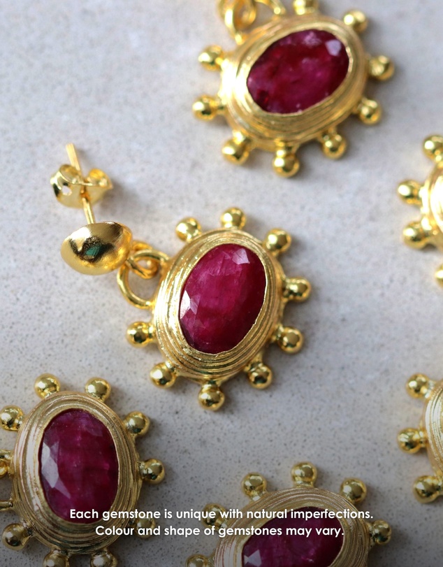 Ottoman Hands - Zand Ruby Drop Earrings