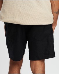 Surrounded By Ghosts - The Obsidian Linen Drawstring Shorts