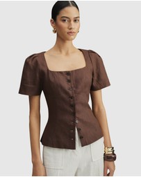 AERE - Audrey Short Sleeve Linen Vest