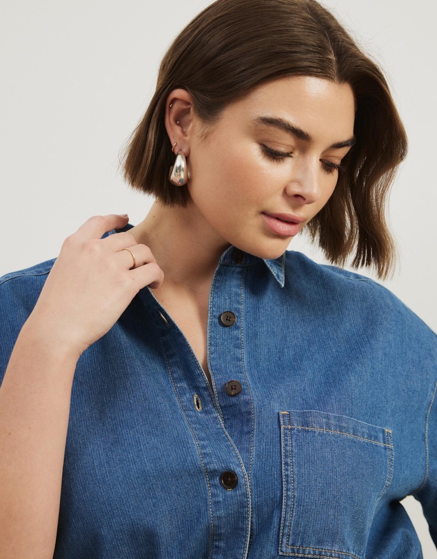 Atmos&Here Curvy - Tina Drawstring Denim Mini Dress
