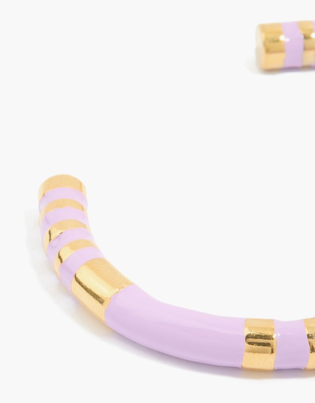 Lovisa - Waterproof Gold Plated Stainless Steel Lilac Enamel Striped Wrist Cuff