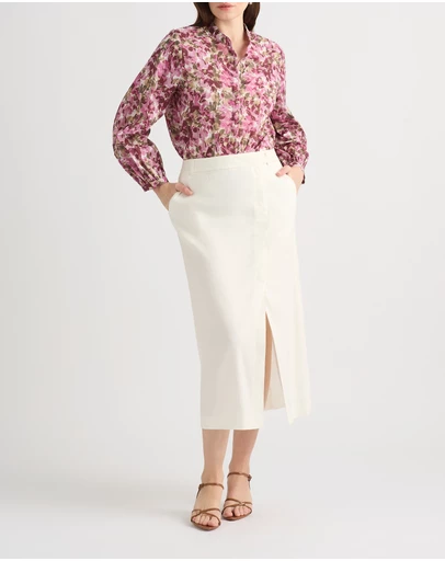 David Lawrence - Janis Linen Blend Column Skirt
