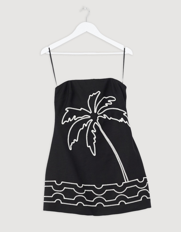 Revibe - Repaired BY JOHNNY. Paradise Palm Strapless Mini Dress - AU 8