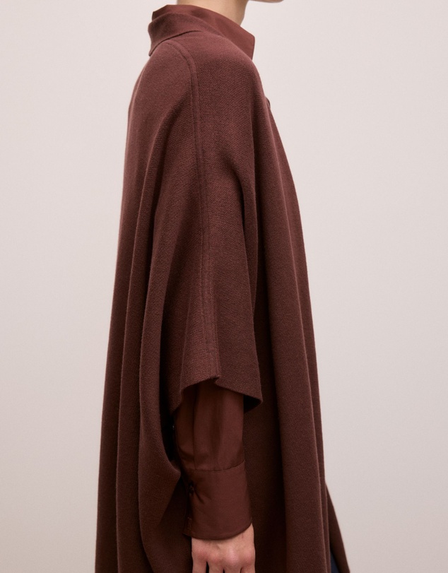 Trenery - Cotton Cashmere Blend Poncho in Espresso