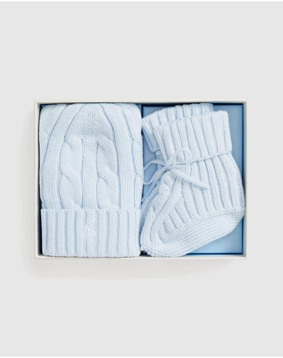 Polo Ralph Lauren - Cable-Knit Cotton Beanie & Bootie Set - Babies