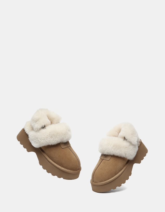 EVERAU - Australian Shepherd Ugg Muna Platform Cow Suede Upper House Shoes