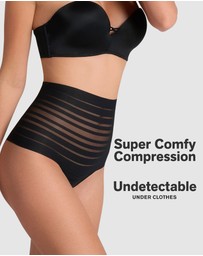Leonisa - Sheer Stripe Tummy Compression High Waist Thong