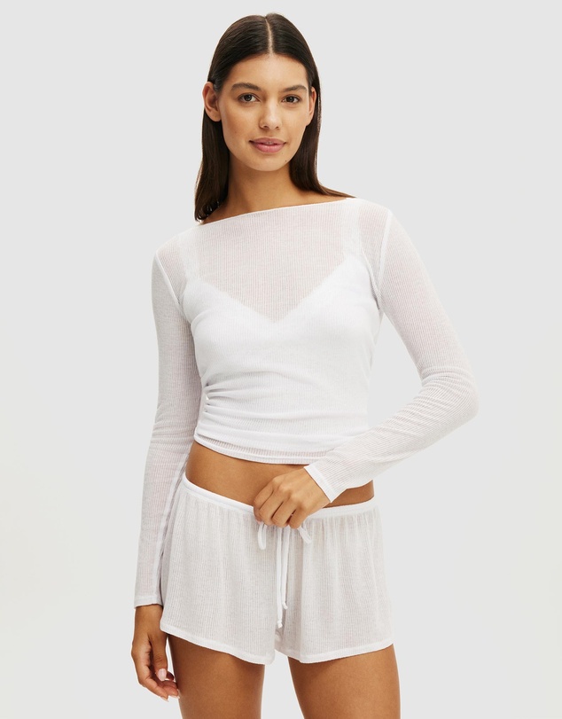 Cotton On Body - Sheer Long Sleeve Top