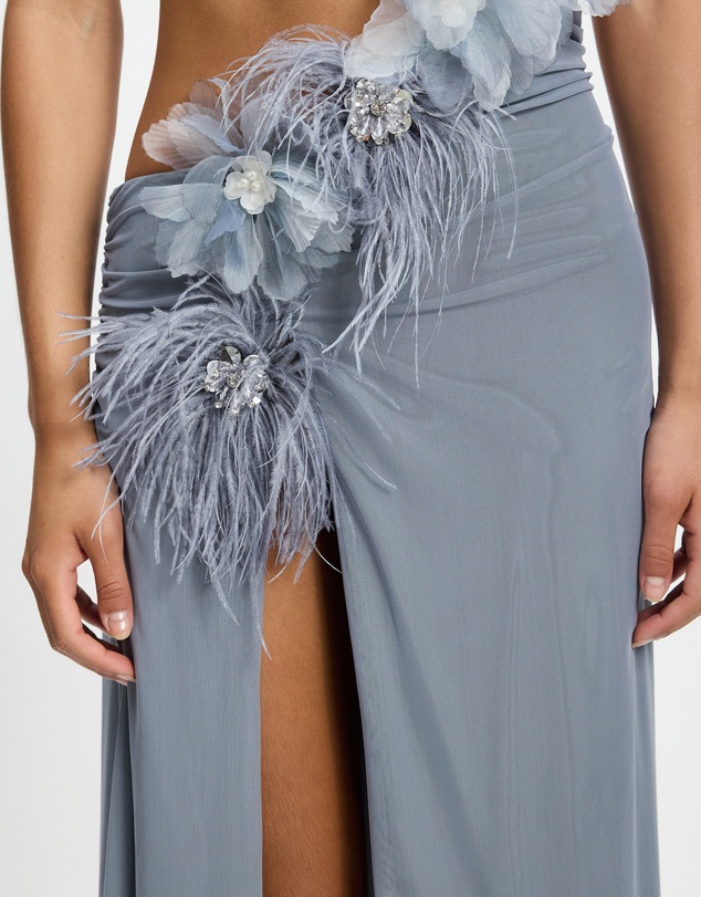 Jaded London - Aysymmetric Maxi Dress With 3D Flowers
