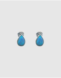 Von Treskow - Pear Shaped Blue Czelline Opal Studs