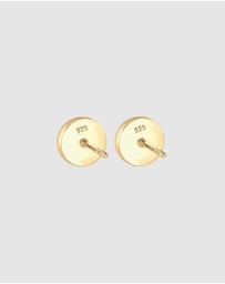 Kuzzoi - ICONIC EXCLUSIVE - Earrings Basic Circle Geo Enamel Black 925 Sterling Silver Gold Plated