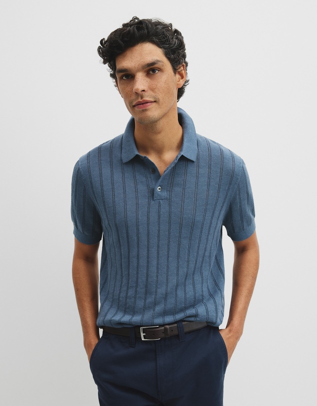 Country Road - Linen Cotton Stripe Knit Polo