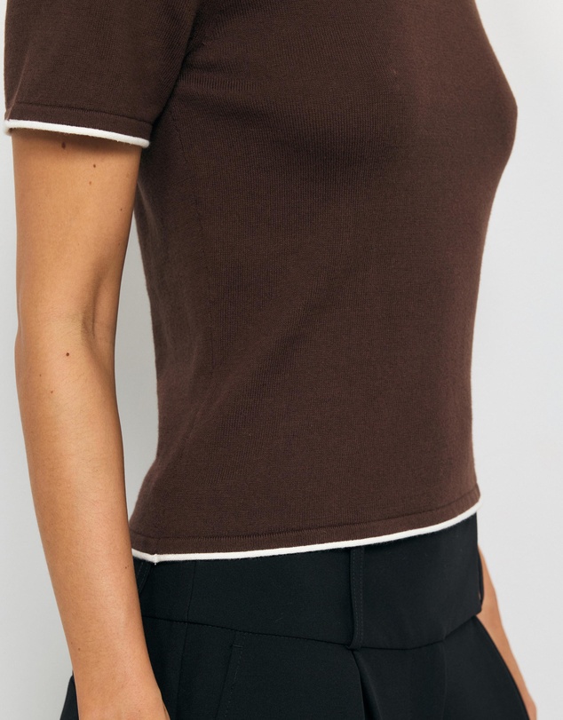 AERE - Ayla Contrast Organic Cotton Knit Top