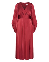 City Chic - Carmina Pleat Maxi Dress - currant