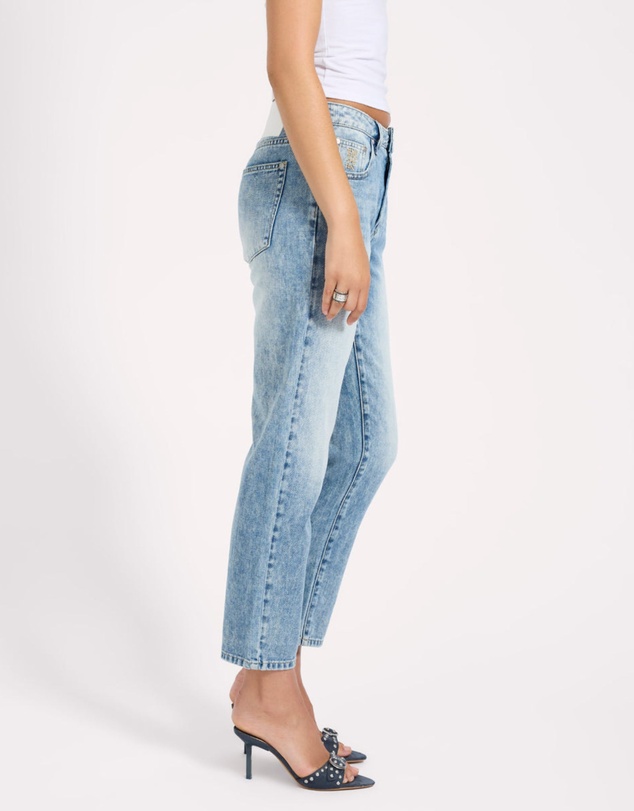 ONE TEASPOON - Slims High Waist Cropped Slim Fit Denim Jeans - Sunset Blue