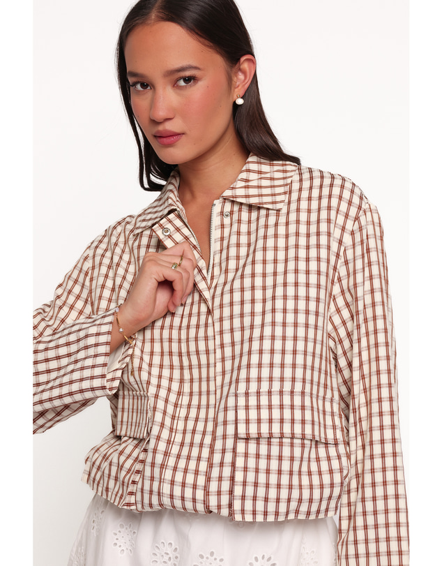 Petal & Pup - Julie Bubble Hem Jacket - Brown Gingham