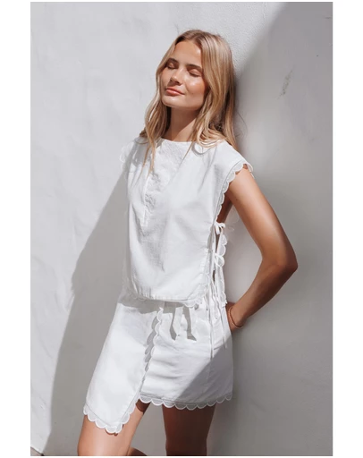 Petal & Pup - Beckett Wrap Mini Skirt - White